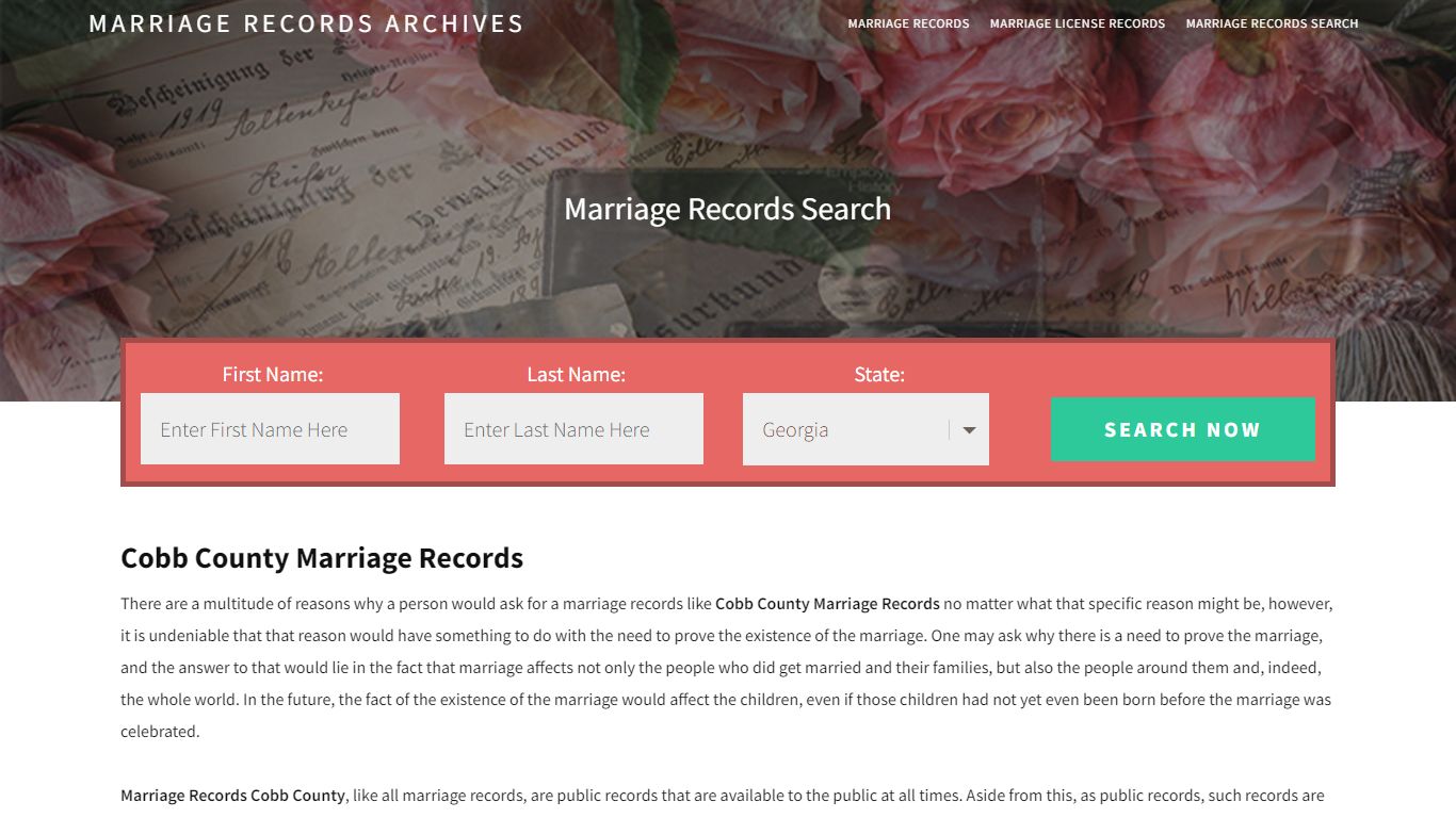 Cobb County Marriage Records